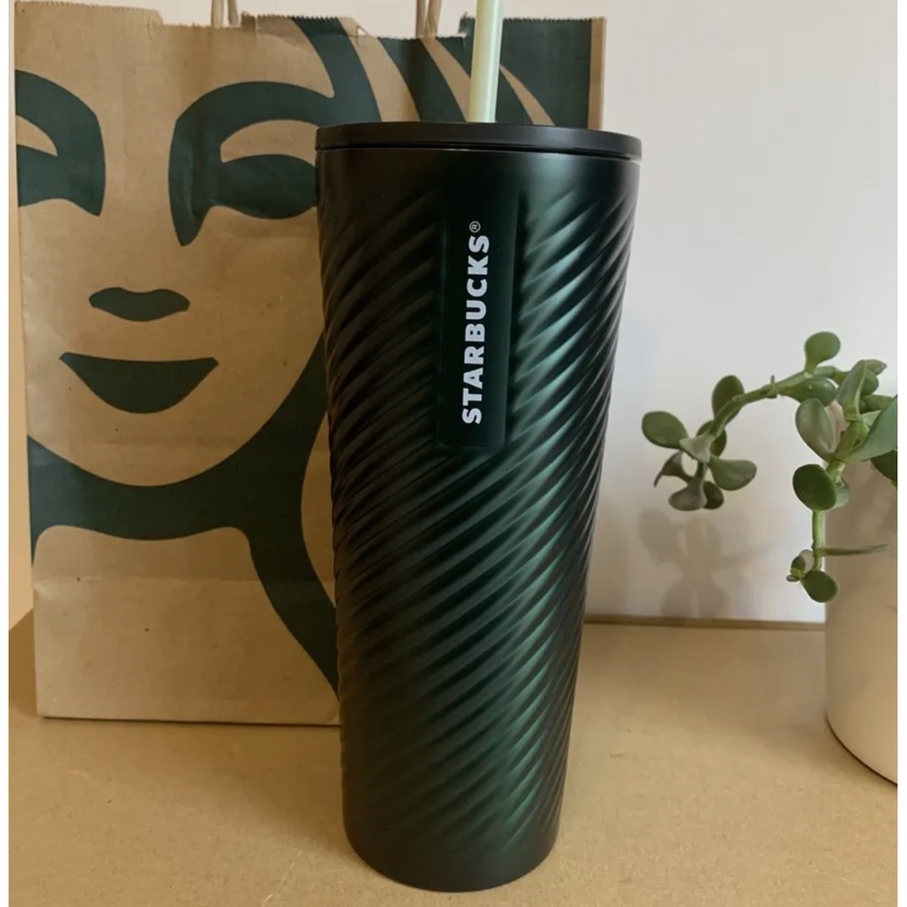 Starbucks Holiday Green Swirl Venti Stainless Steel Tumbler Cold Cup 24oz